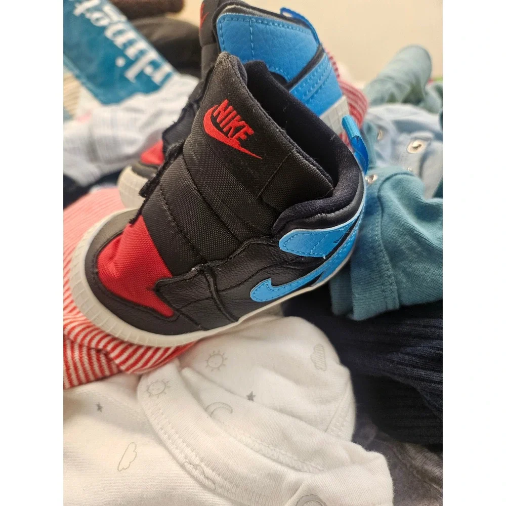 Nike Sky Jordan 1 TD UNC to Chicago Black Blue Red AT3745-046 Baby Size 3C